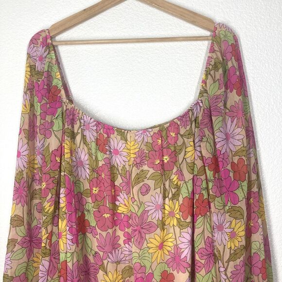 Show Me Your Mumu Briar Dress Womens XL Pink Floral Boho Peasant Long Sleeve - Picture 3 of 16